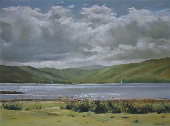 Ronald A Craig, oil on board, Burst of Sunshine Loch Caron, signed 44 x 60cm